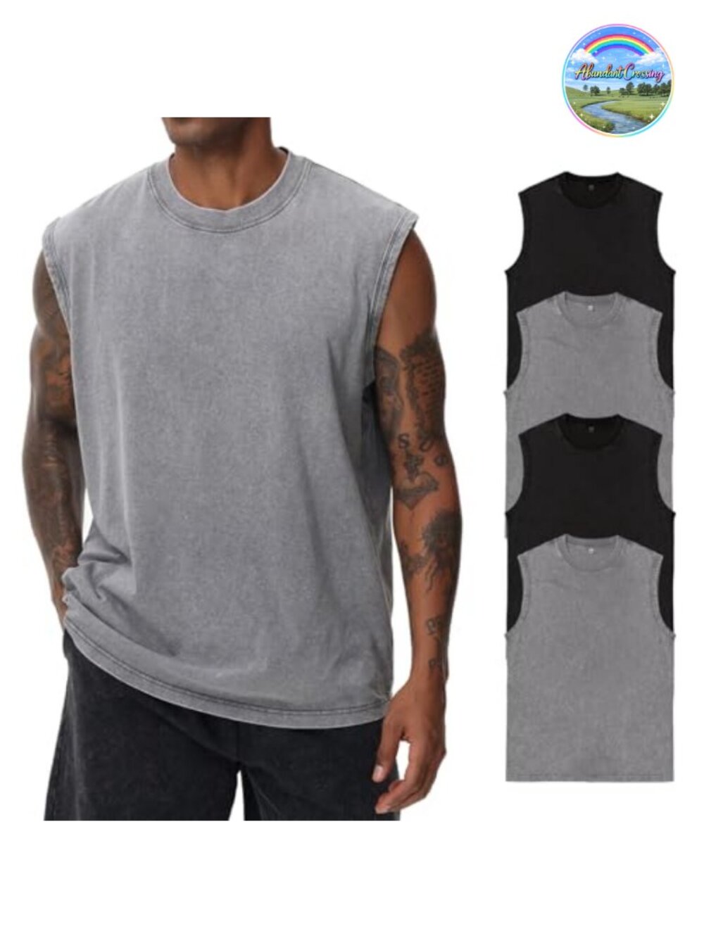 Men's Sleeveless Cotton Tank Top Loose Fit Muscle Gym Shirt